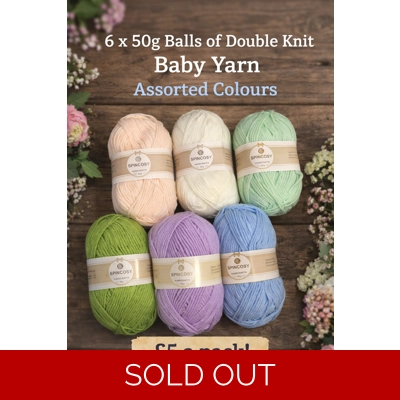 Dive into a bundle of squishy joy with our 6-pack of 50g Double Knit Baby Yarn £5 a pack